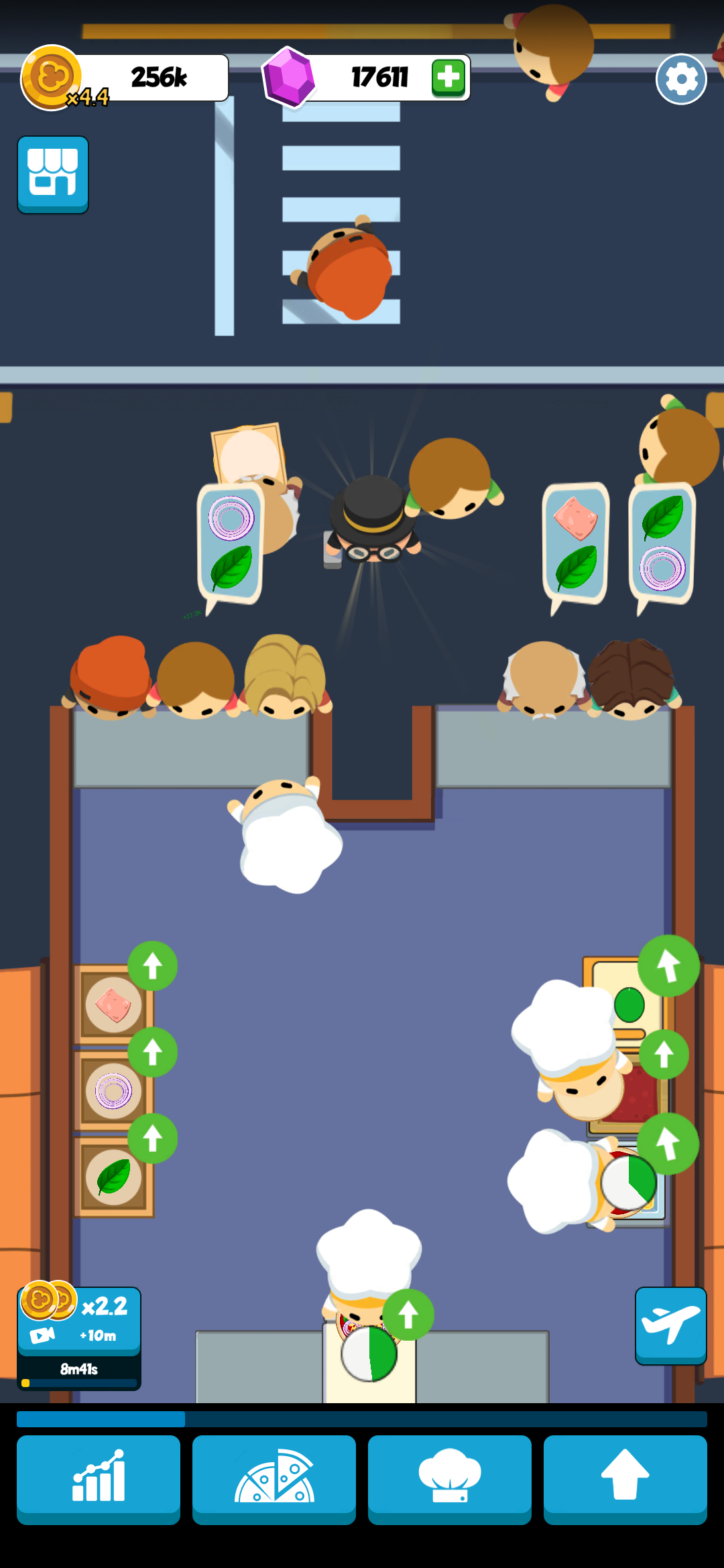 Idle Pizza restaurant view with expanded stations